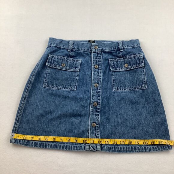 American Eagle Outfitters Denim Mini Skirt Women’s Size 8 Blue Jeans Snap Front - Picture 9 of 15